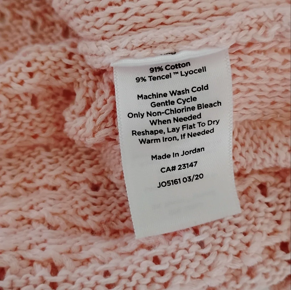 Talbots Cotton Blend Basket Weave Knit 3/4 Sleeve Pastel Pink Sweater Sz Medium - Picture 17 of 17